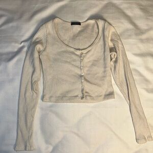 Brandy Melville Ribbed Long Sleeve Crop Top One Size